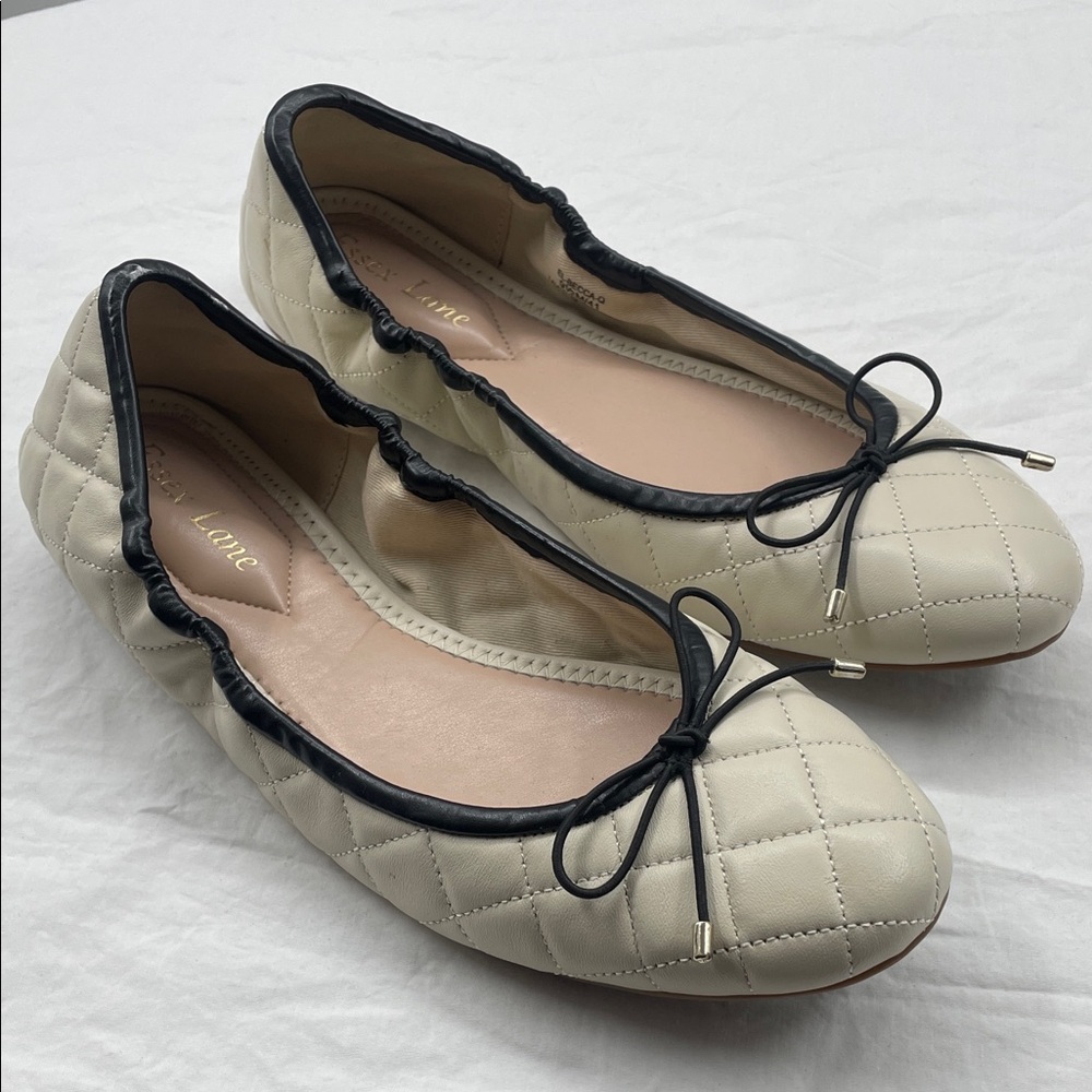 NEW! Essex Lane EL-BECCA-Q Classic Quilted Leather Flats. 9.5M.